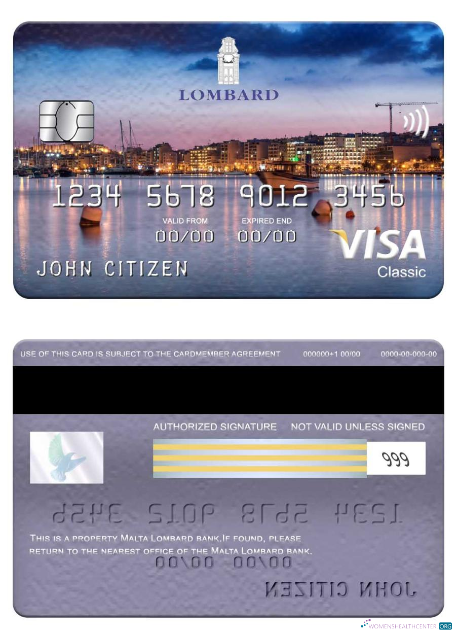 Download Malta Lombard Bank visa classic card Photoshop template